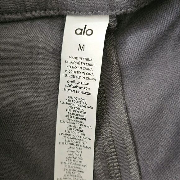 Alo High Waist Risk Taker Trouser Pants Womens Medium Fog Wide Leg Flare Cut-out - Picture 2 of 10